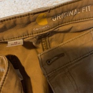 Women's tan Carhartt cargo pants